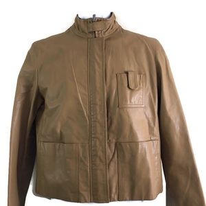 Armani Exchange Tan Genuine Leather Jacket Med